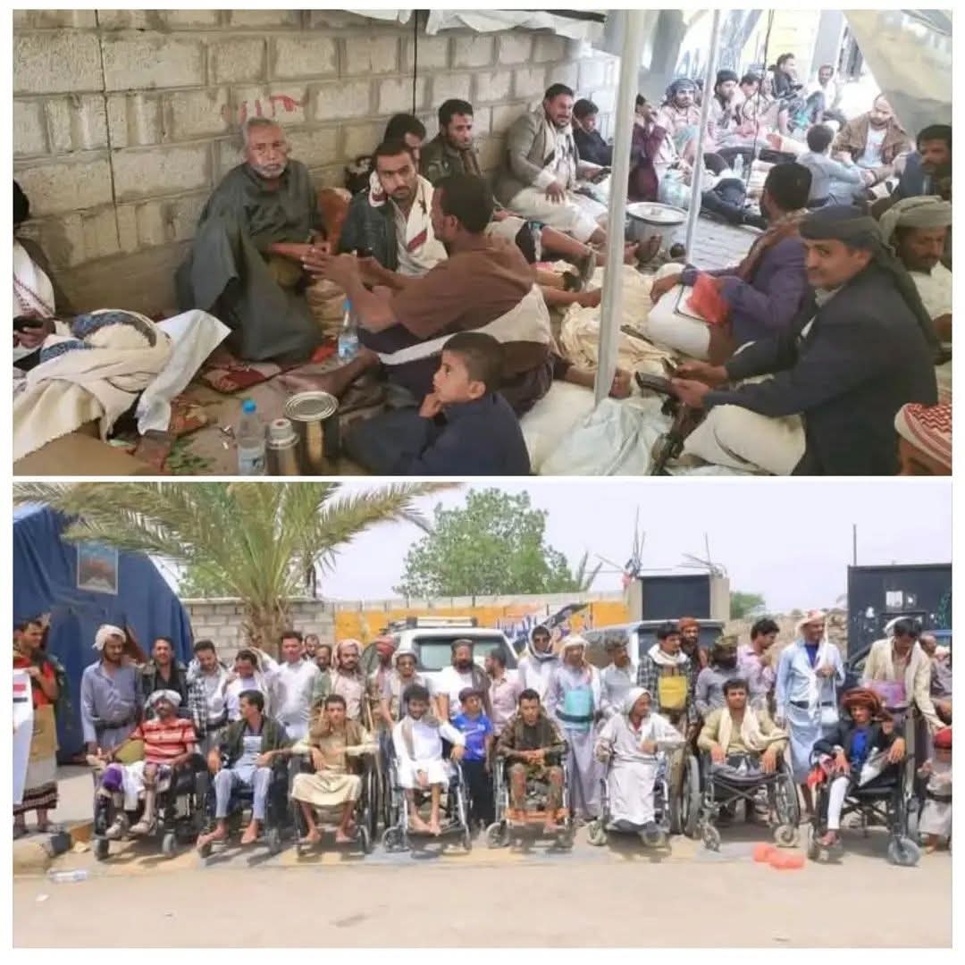 جرحى مأرب يواصلون اعتصامهم مطالبين بصرف رواتبهم المتوقفة منذ أشهر 