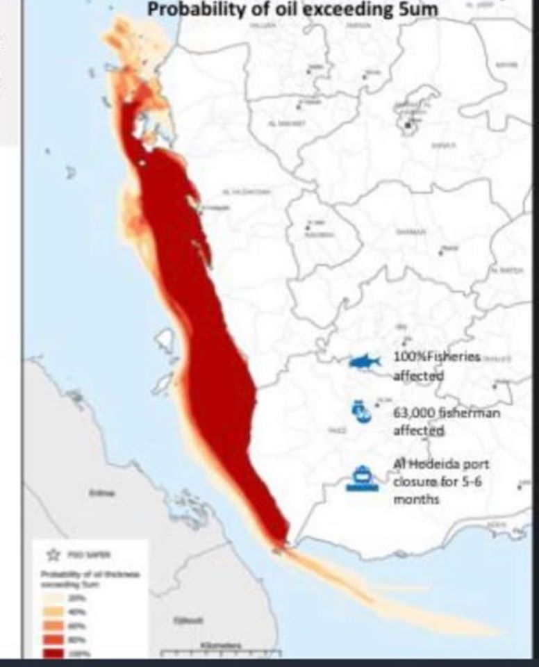 منظمة بيئية: 126 ألف صياد و115 جزيرة يمنية ستضرر لو انفجرت صافر