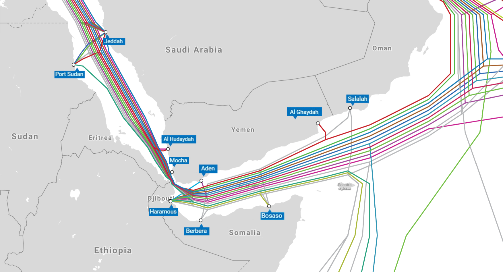 بلومبرج: تحقيق حكومي في صلة شركات اتصالات سعودية وإماراتية بالحوثيين يوقف إصلاح كابل الإنترنت الرئيسي في البحر الأحمر