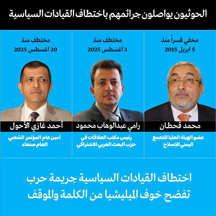 الحوثيون يواصلون جرائمهم باختطاف القيادات السياسية.. والشارع يصفها بجريمة حرب 