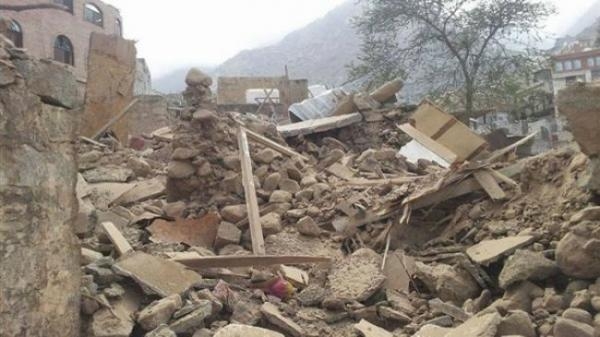 مليشيا الحوثي تفجر ١٣ منزلا في تعز 