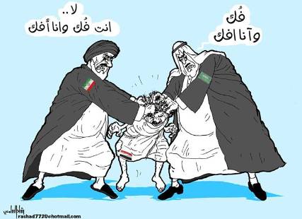 كاريكاتير لرشاد السامعي: ايران والسعودية تتحاربا على بقايا يمن مكلوم