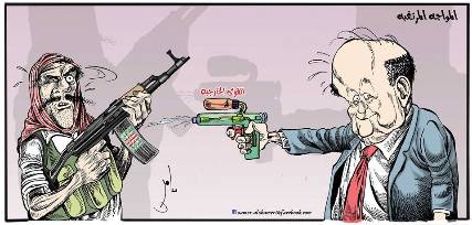 كاريكاتير ساخر: المواجهة المرتقبة بين هادي والحوثيين