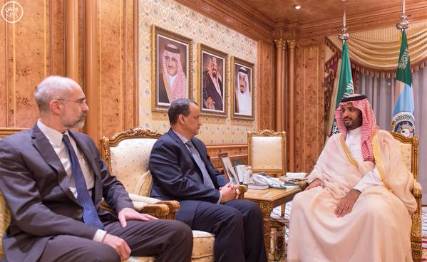 محمد بن سلمان يعقد اجتماعا بالمبعوث الأممي إلى اليمن إسماعيل ولد الشيخ لمناقشة الملف اليمني