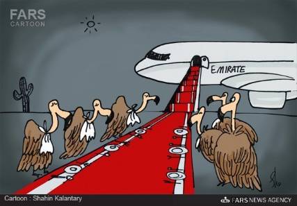 إيران تسخر من قتلى الإمارات باليمن بكاريكاتير (صورة)