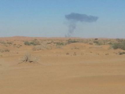 صور من غارة لطائرة بدون طيار بشبوة اودت بحياة ثلاثة أشخاص
