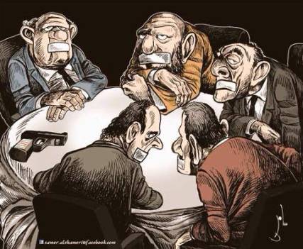 كاريكاتير ساخر من حوار القوى السياسية مع الحوثي 